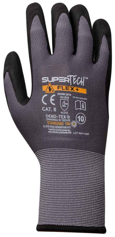Ochranné rukavice SUPER TECH FLEX+, mikropenový nitril, PVC terčíky, veľkosť 7, VASKO 1