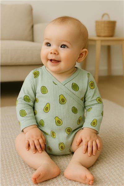 Dojčenské mušelínové body s bočným zaviazovaním New Baby Avocado 86 (12-18m) 2