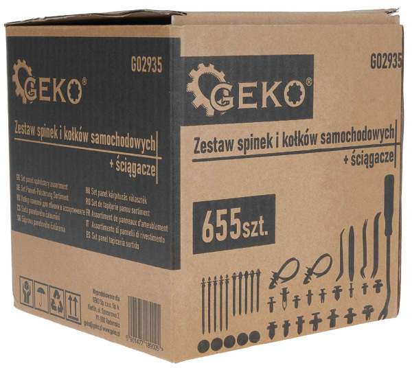 Sada čaluníckych kolíkov do auta, 655-dielna, GEKO 10