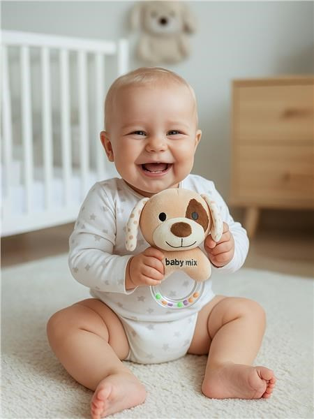 Detská plyšová hrkálka Baby Mix psík hnedý 1