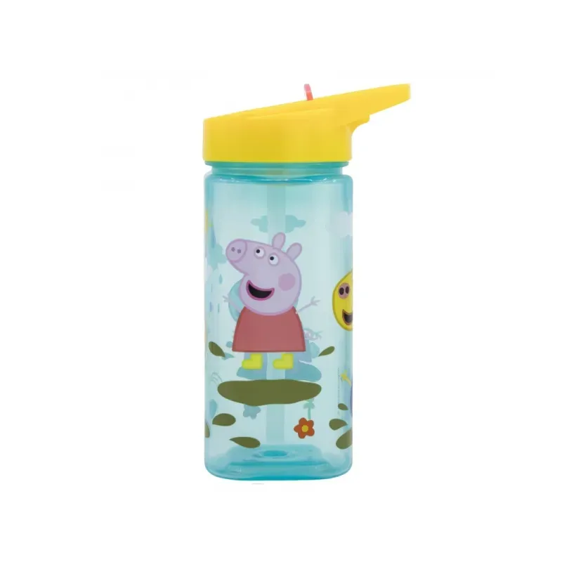 Plastová hranatá fľaša s výsuvnou slamkou Peppa Pig, Tritan 530ml, 41214 1