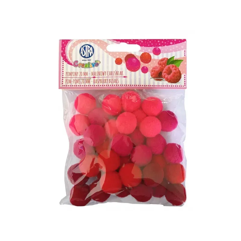 ASTRA CREATIVO Plyšové POMPOM guličky RASPBERRY BUSHES, 20mm, 335121021