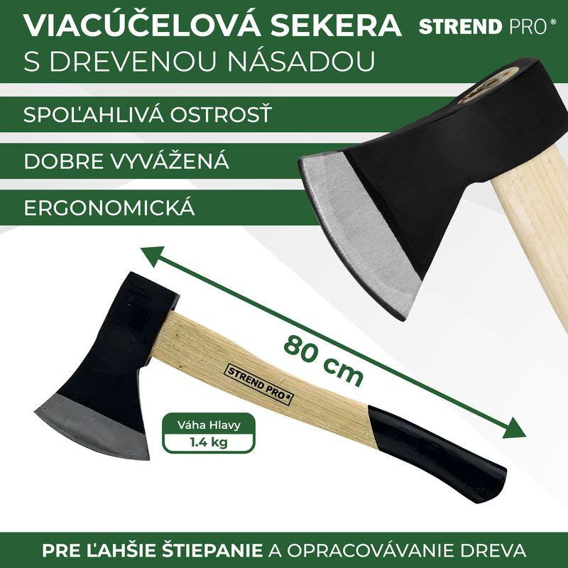 Sekera Strend Pro OrgA613, Economy, 1400 g, CNToon, drevená násada 800 mm 2