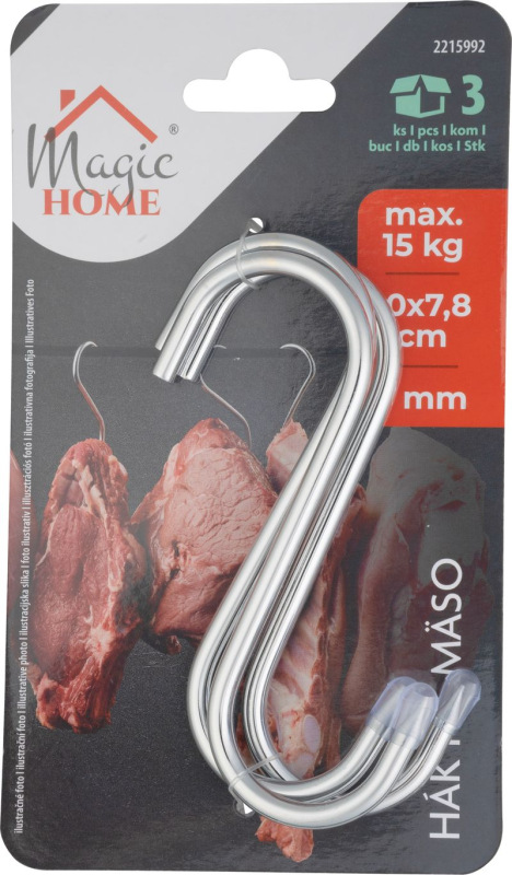 Hák na mäso MagicHome, bal 3ks, nerez, 10x7.8 cm, pr. 5 mm 2