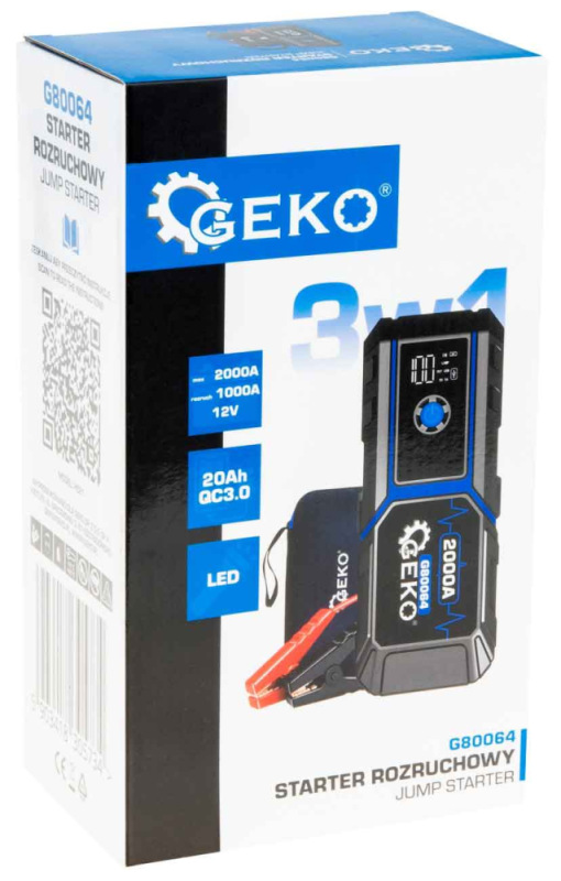 Štartovací box 20000mAh, 1000A, LED, 12V, GEKO 10