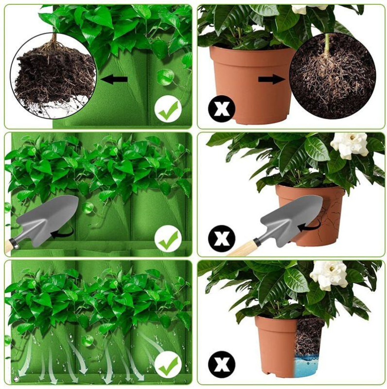 Wall Grow Bag 36 textilné kvetináče na stenu zelená 2