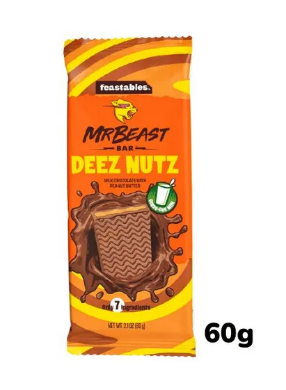 MrBeast Deez Nuts Chocolate Bar With Milk Chocolate and Peanut Butter 60g USA