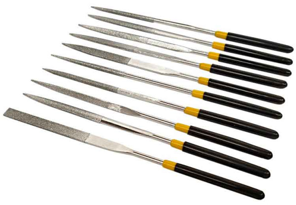 Sada diamantových pilníkov 3 x 140 mm s rukoväťou, 10-dielna sada, XL-TOOLS