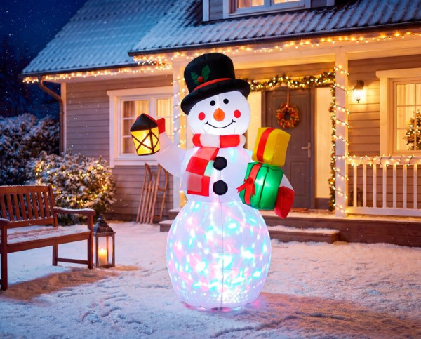 Dekorácia MagicHome Vianoce, Snehuliak, 4xLED teplá biela, IP44, 50x85x122 cm 2