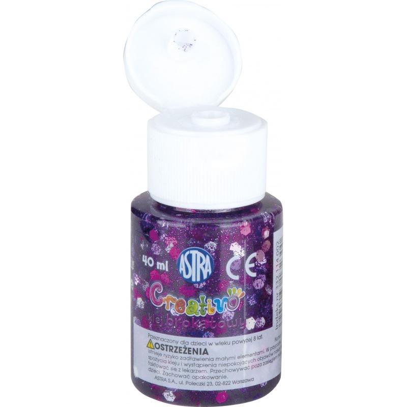 ASTRA CREATIVO Glitrové lepidlo s konfetami 40ml, fialová, 332114002