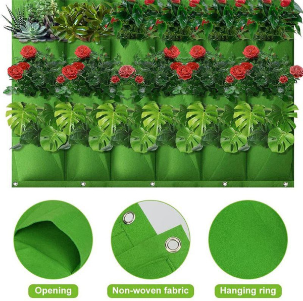 Wall Grow Bag 36 textilné kvetináče na stenu zelená 5
