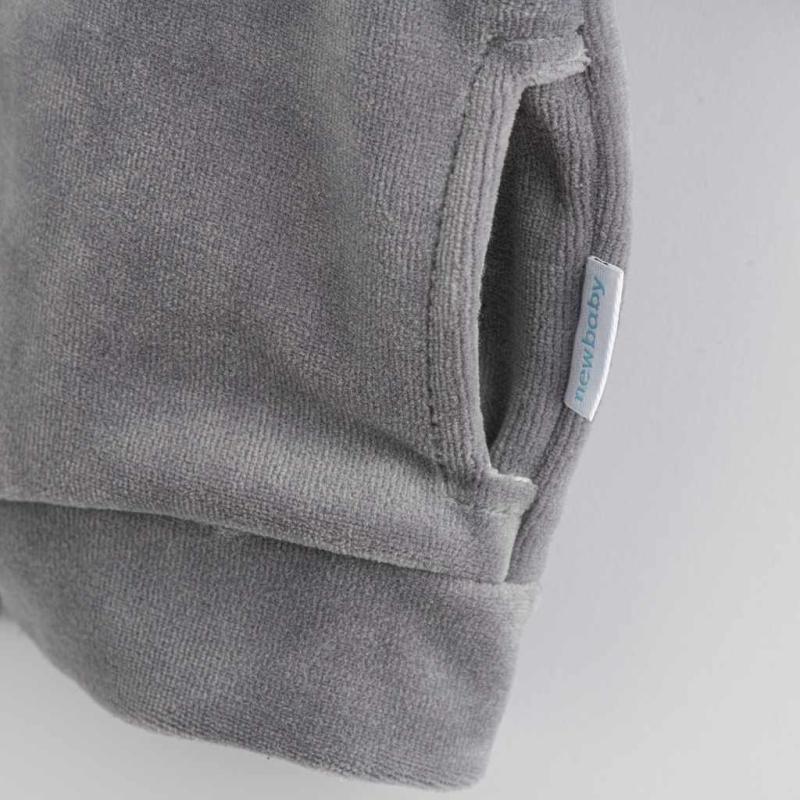 Dojčenská semišková mikina New Baby Suede clothes sivo modrá 74 (6-9m)