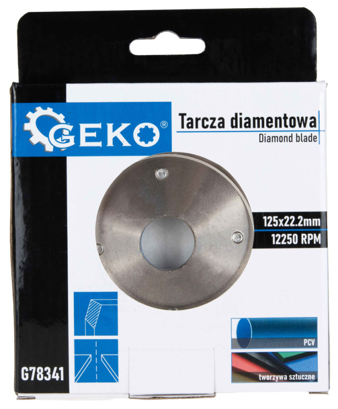 Diamantový kotúč na rezanie a zrážanie hrán PVC rúr 125 mm, GEKO 4