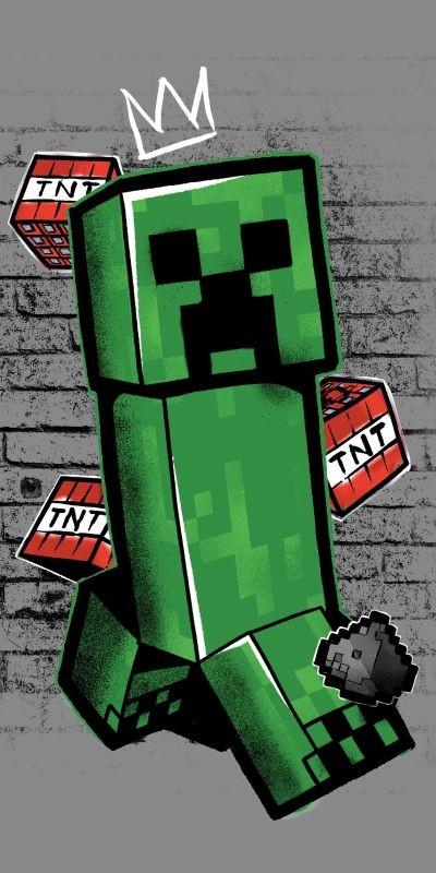 JERRY FABRICS Osuška Minecraft Metro Art Creeper 70/140