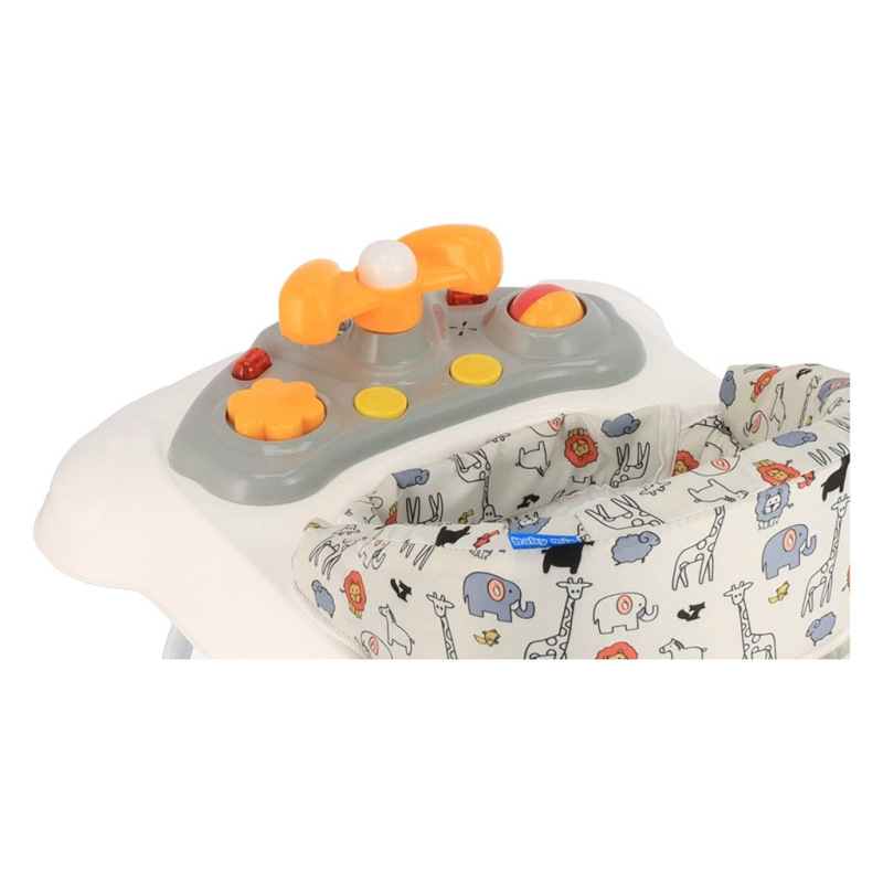 Detské chodítko Baby Mix s volantom a silikónovými kolieskami sivé 1