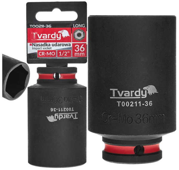 Hlavica nástrčná predĺžená 6HRAN 1/2" 36 mm, úderová, Cr-Mo, TVARDY