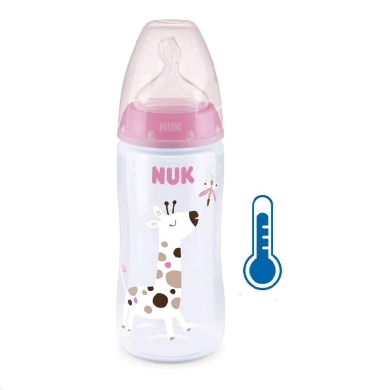 Dojčenská fľaša NUK FC+Temperature Control 300 ml BOX-Flow Control cumlík pink