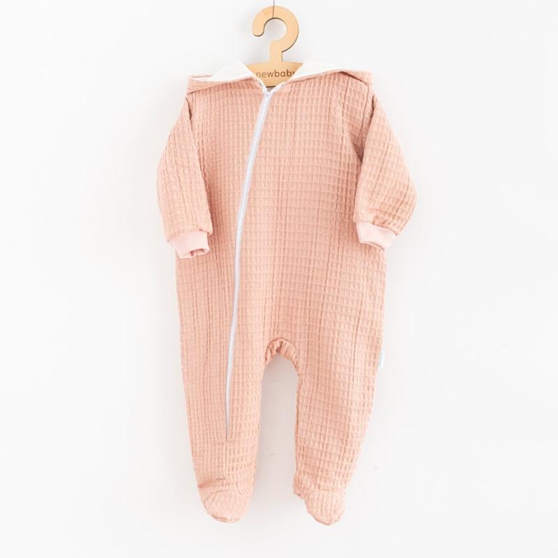 Dojčenský mušelínový overal s kapucňou New Baby Comfort clothes ružová 62 (3-6m)