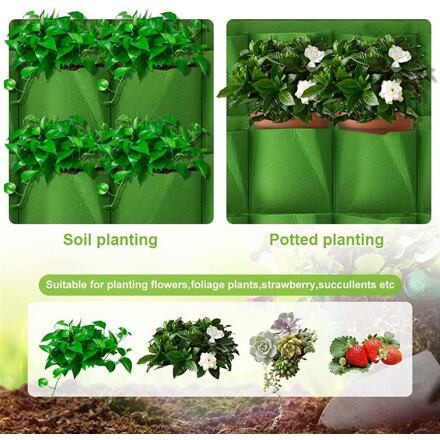 Vertical Grow Bag 7 textilné kvetináče na stenu zelená 5
