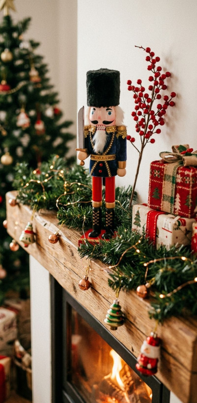 Postavička MagicHome Vianoce Woodeco, 38cm, Luskáčik s baranicou, drevo 1