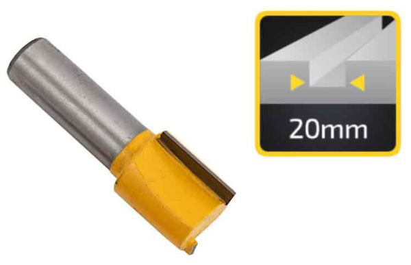 Stopková fréza na drevo drážkovacia, priemer 20 mm, výška 19 mm, stopka 8 mm, XL-TOOLS