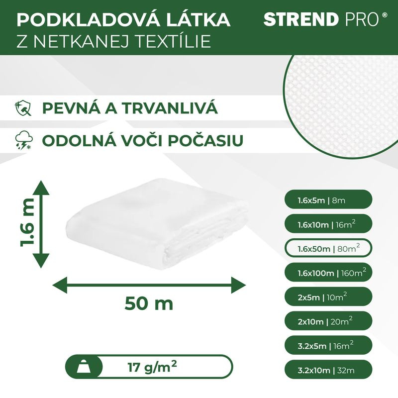 Textília Garden B4404 1,6x50 m, netkaná, 17 g/m, biela, rolka 2