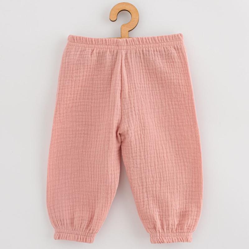 Dojčenské mušelínové nohavice New Baby Feeling ružová 56 (0-3m)
