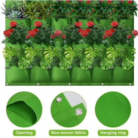 Vertical Grow Bag 7 textilné kvetináče na stenu zelená 2