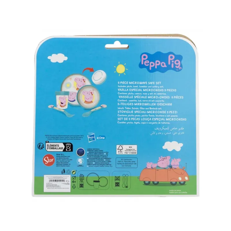 STOR Detský plastový riad Peppa Pig (tanier, miska, pohár, príbor), 41205