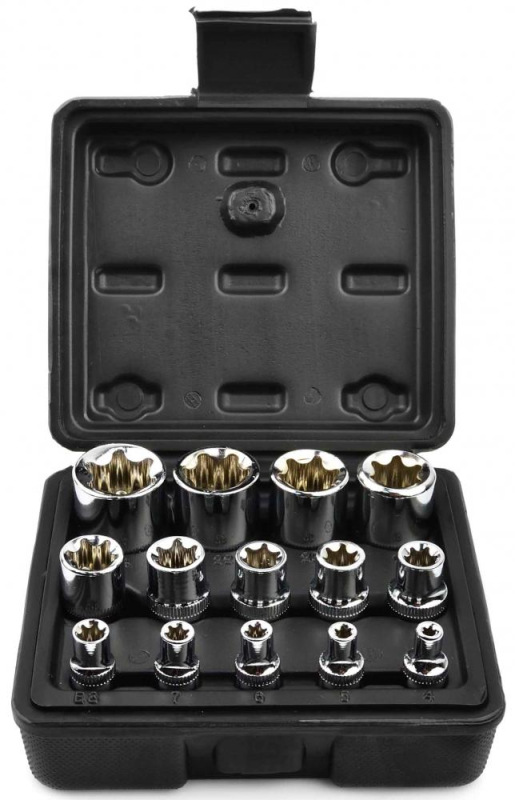 Sada hlavíc TORX E4-E24, 14-dielna v plastovom kufríku, GEKO 1