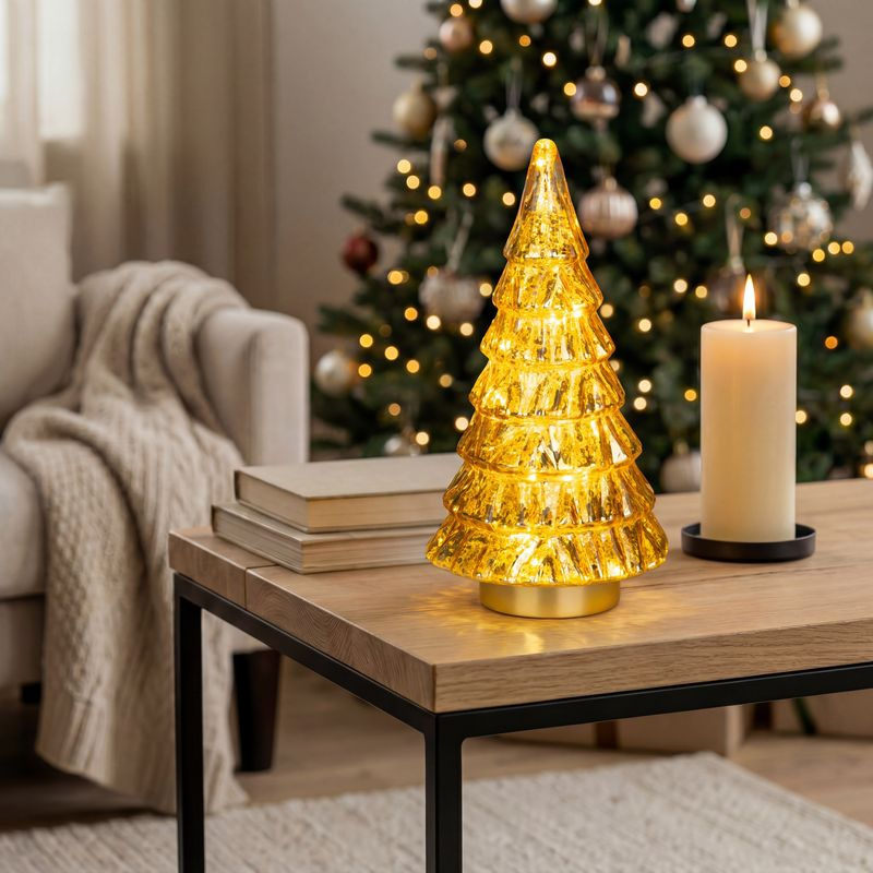 Dekorácia MagicHome Vianoce, Stromček, 12xLED teplá biela, 2xAA, IP20, 13x13x28 cm 1