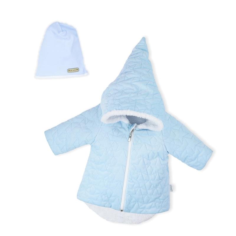 Zimný dojčenský kabátik s čiapočkou Nicol Kids Winter modrý 68 (4-6m)