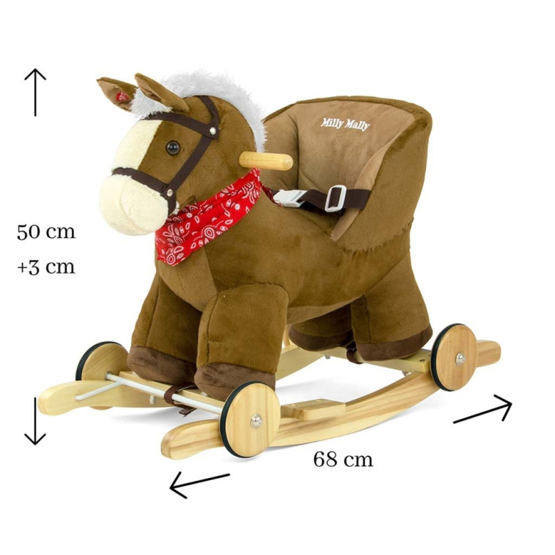 Hojdací koník s melódiou a kolieskami Milly Mally Polly hnedý 1