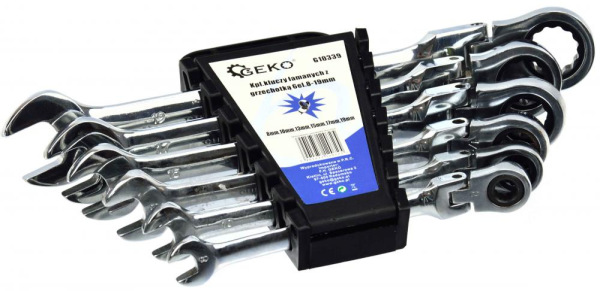 Sada račňových kľúčov s kĺbom, 6-dielna (8,10,13,15,17,19 mm), GEKO 5