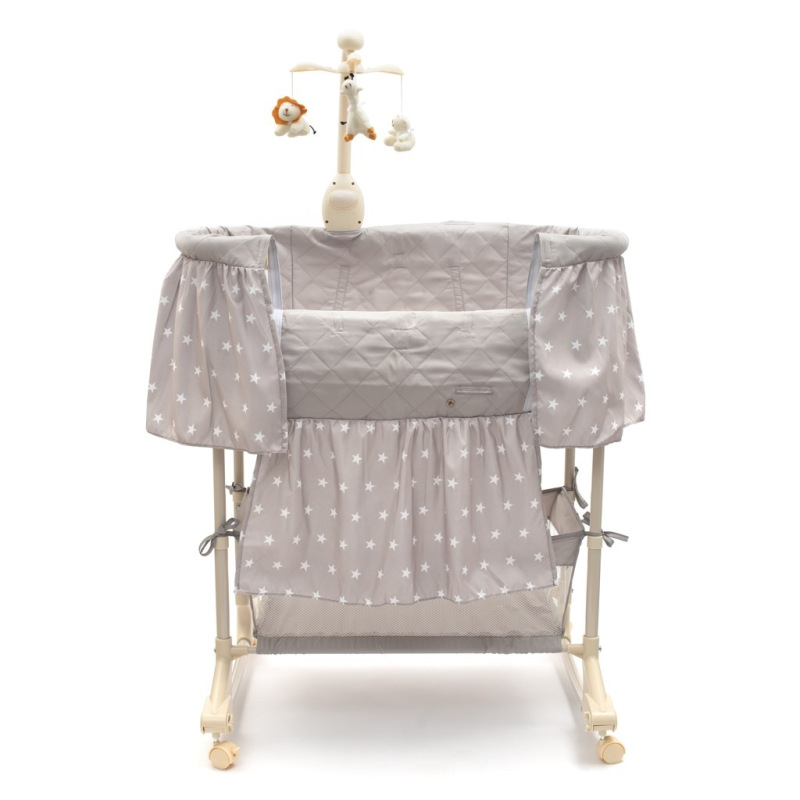Multifunkčná kolíska postieľka pre miminko New Baby hviezdičky sivá 1