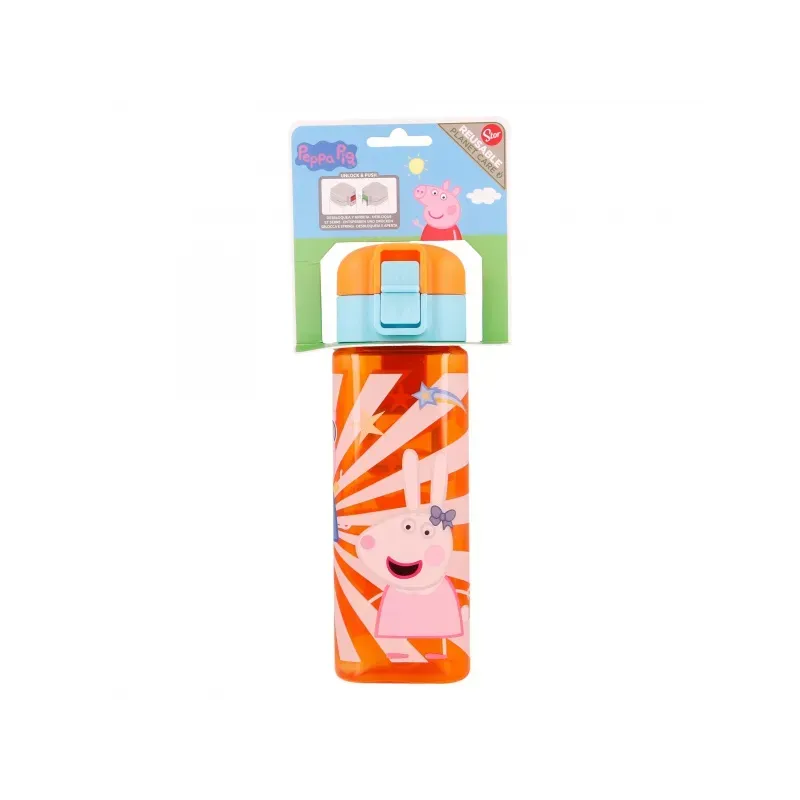 Hranatá plastová fľaša PEPPA PIG LOCK, 550ml, 41202