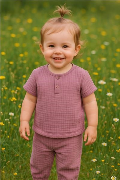 Kojenecká mušelínová súprava tričko a nohavice New Baby lavender 74 (6-9m) 4