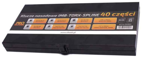 Sada bitov 10 mm, 40-dielna, 6HRAN, TORX, XZN, kovová kazeta, materiál S2, XL-TOOLS 1