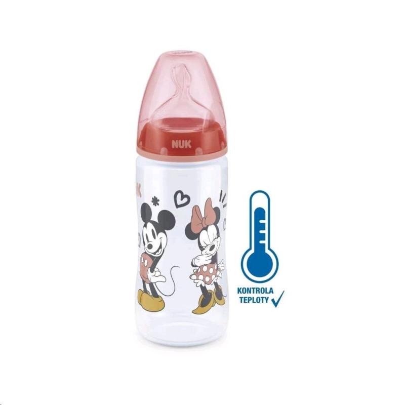 Dojčenská fľaša na učenie NUK Disney Mickey s kontrolou teploty 300 ml červená