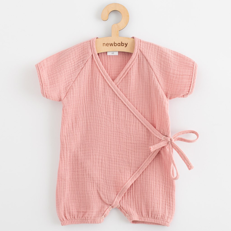 Dojčenský letný mušelínový overal New Baby pink 86 (12-18m)
