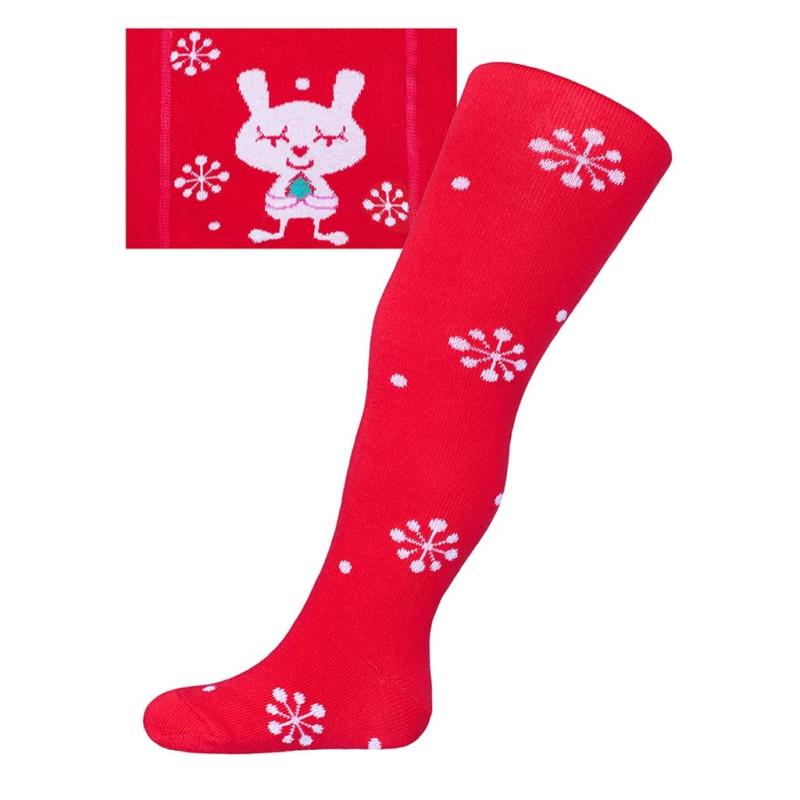 Vianočné bavlnené pančucháčky New Baby červené s vločkami a mačičkou 92 (18-24m)