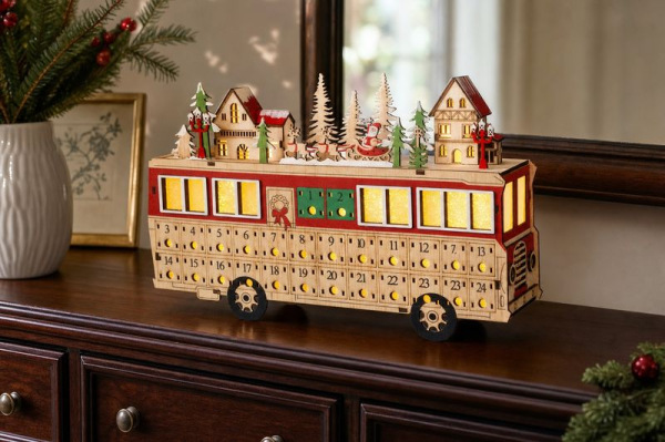 Dekorácia MagicHome Vianoce, Autobus, 8xLED teplá biela, 2xAAA, IP20, 27,7x7,5x19 cm 1