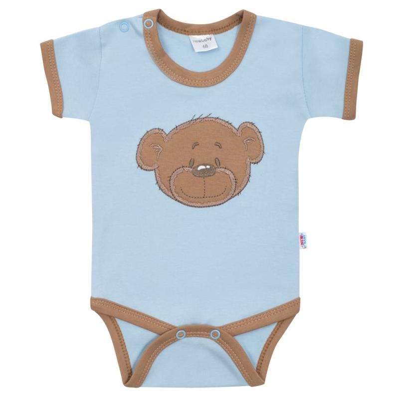 Dojčenské bavlnené body s krátkym rukávom New Baby BrumBrum blue brown 80 (9-12m)