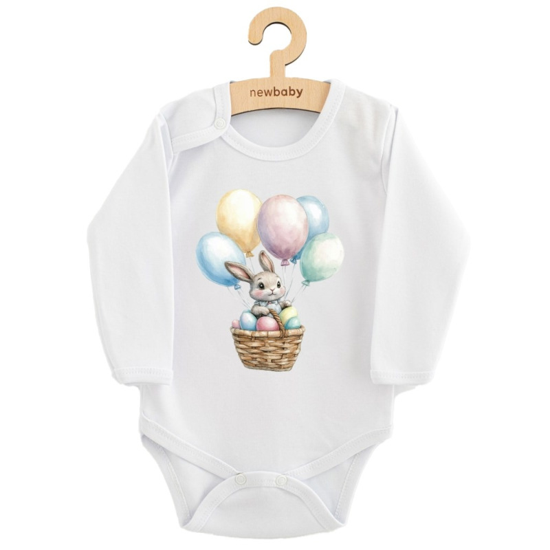 Detské body s potlačou New Baby Králiček s balónikmi 80 (9-12m) 1