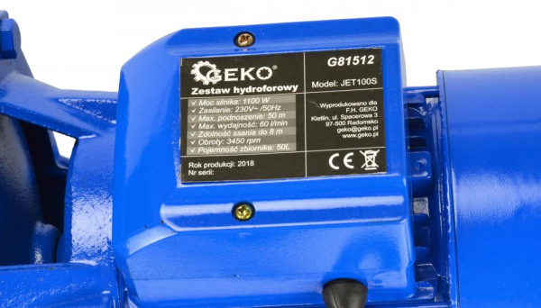 Domáca vodáreň 1100 W, nádrž 50 l, max. výška 8 m, 60 l/min, tlačná dĺžka 50 m 7