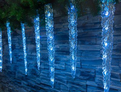 Reťaz MagicHome Vianoce Icicle, 65x LED ľadovo modrá, 8 funkcií, 230 V, 50 Hz, IP44, exteriér,