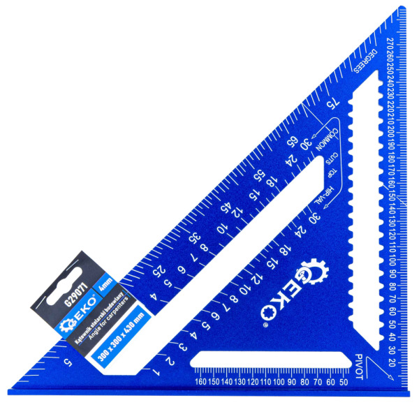 Uholník trojramenný stolársky s príložníkom 300 x 300 x 430 mm x 4 mm, GEKO 9