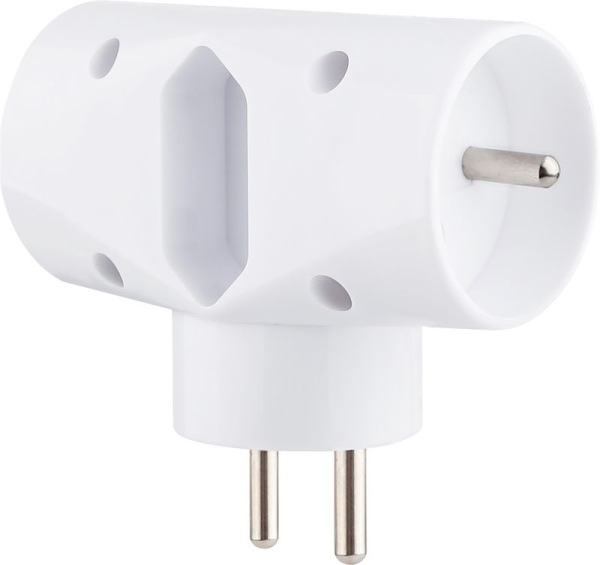 Zásuvka Strend Pro, rozbočovacia, biela, 2x 16 A + 1x 2,5 A 3