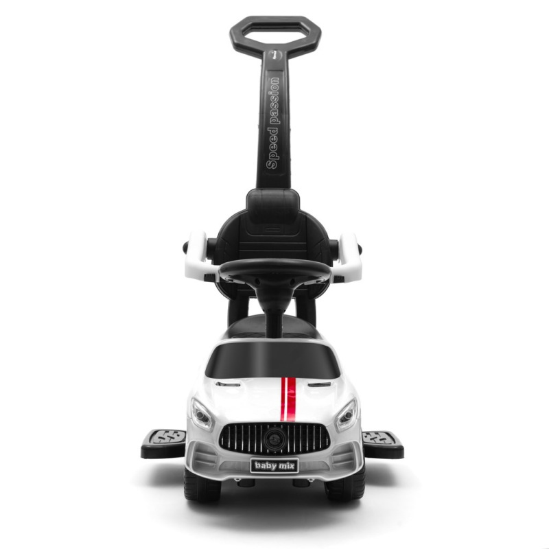 Detské odrážadlo so zvukom a vodiacou tyčou Baby Mix RACER biele (poškodený obal) 1