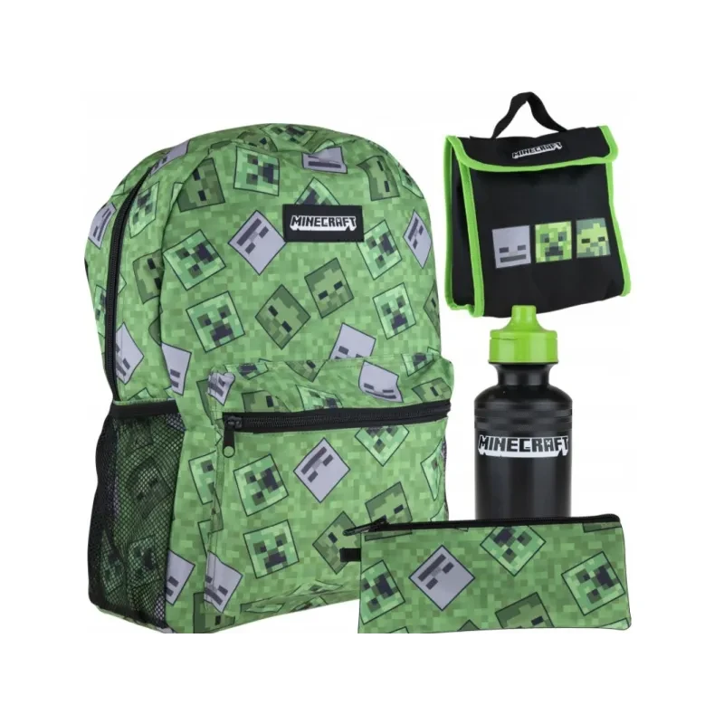 4 dielna súprava MINECRAFT - Športový batoh, peračník, fľaša, box na desiatu, 512020001